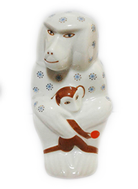 Скульптура Павиан с детенышем "Голубая снежинка"