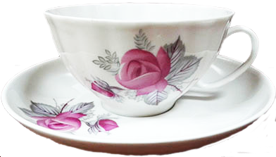 Чашка с блюдцем чайная Белый лебедь "Дикая роза"