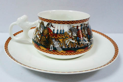 Чашка с блюдцем чайная Билибина "Войско Дадона"