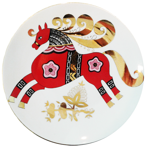 Тарелка декоративная Эллипс "Красный конь" 195
