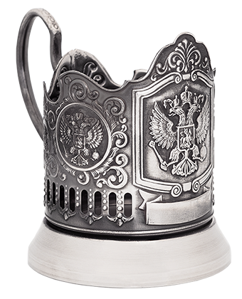 Подстаканник "Герб" никелированный с чернью