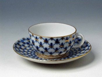 Чашка с блюдцем 40г "Кобальтовая сетка"
