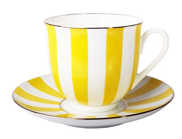Чашка с блюдцем Ландыш "Да и нет " желтый