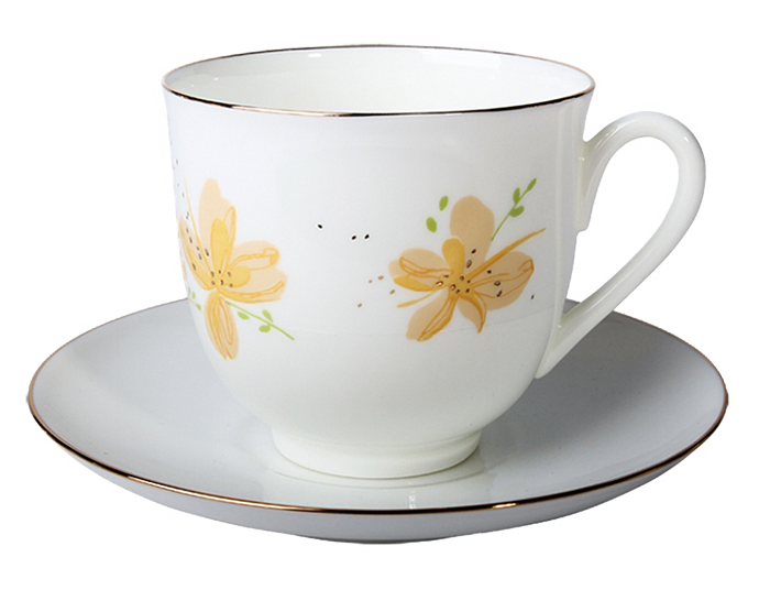 Чашка с блюдцем Ландыш "Желтые цветы"