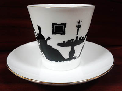 Чашка с блюдцем кофейная Черный кофе "Гость"