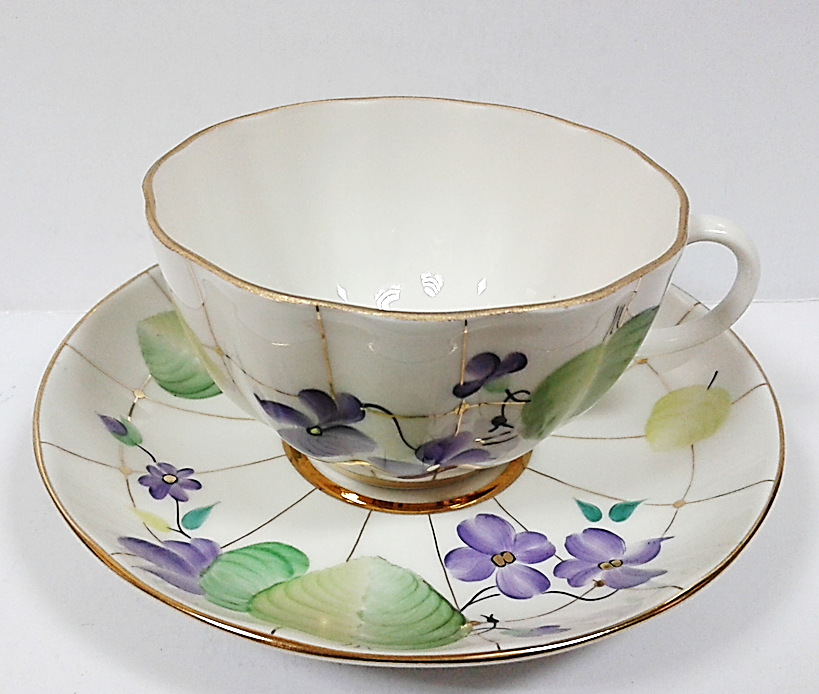 Чашка с блюдцем чайная Тюльпан "Лесная фиалка"