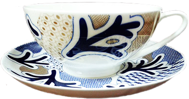 Чашка с блюдцем чайная Купольная "Синий узор"