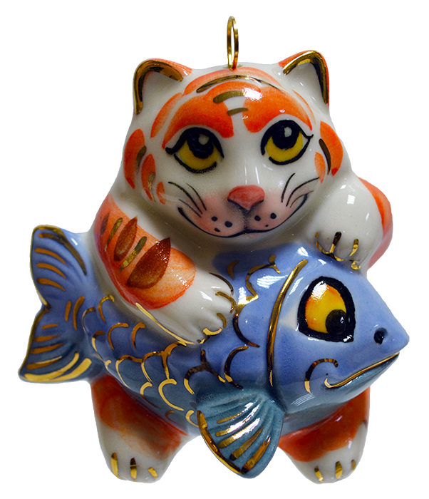 Котик с синей рыбкой
