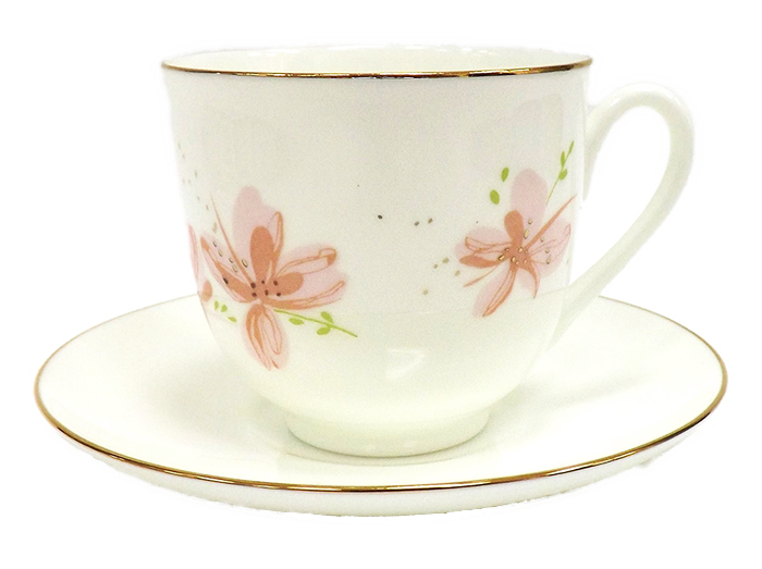 Чашка с блюдцем Ландыш "Розовые цветы"