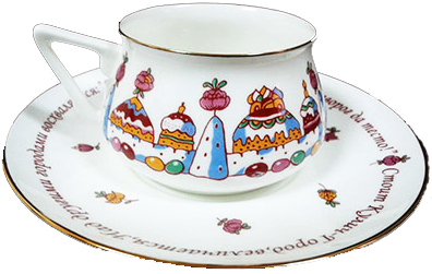 Чашка с блюдцем чайная Билибина 1 "Кулич-город"
