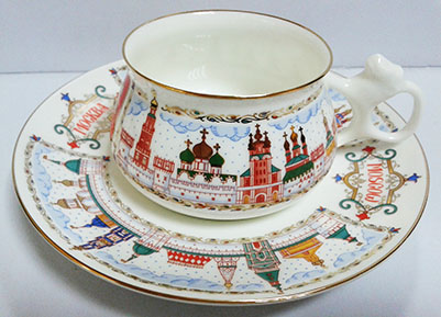 Чашка с блюдцем чайная Билибина "Москва златоглавая"