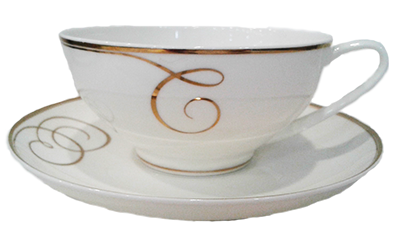 Чашка с блюдцем чайная Купольная "Золотые завитки"