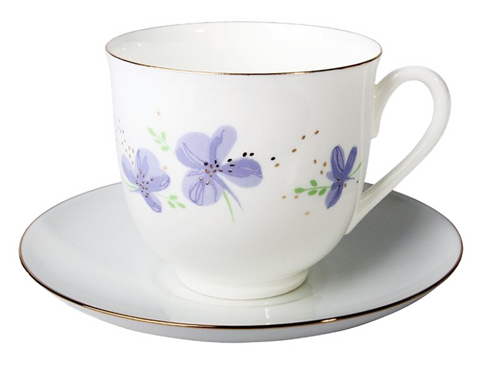 Чашка с блюдцем Ландыш "Сиреневые цветы"