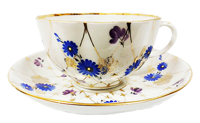 Чашка с блюдцем чайная Тюльпан "Золотая сетка"