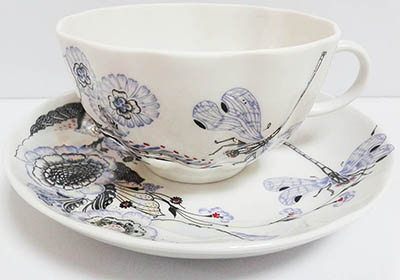 Чашка с блюдцем чайная Тюльпан "Шепот стрекозы"