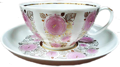 Чашка с блюдцем чайная Белый лебедь "Розовый сад"