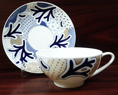 Чашка с блюдцем чайная Купольная "Синий узор"