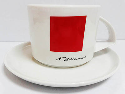 Чашка с блюдцем Баланс "Красный квадрат"