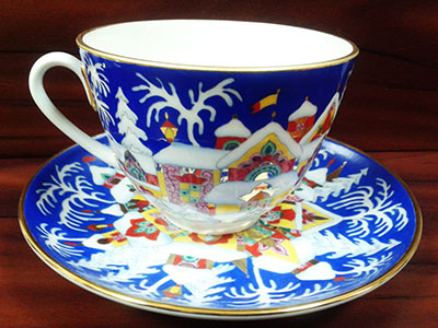 Чашка с блюдцем чайная Весенняя "Зимняя сказка"