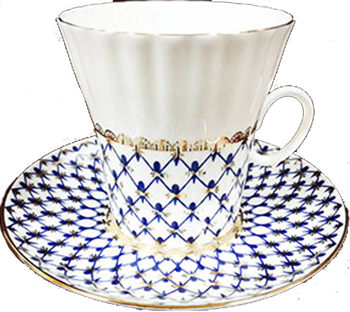 Чашка с блюдцем кофейная Одуванчик "Кобальтовая сетка"