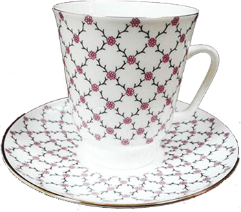 Чашка с блюдцем Майская "Розовая сетка"